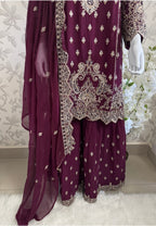 SAFFA Luxury Embroidered Chiffon Suit – 3 Piece Collection