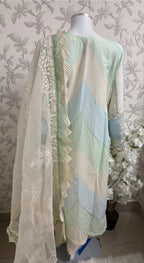 Mint Pearl Luxury Embroidered Suit – 3 Piece Collection