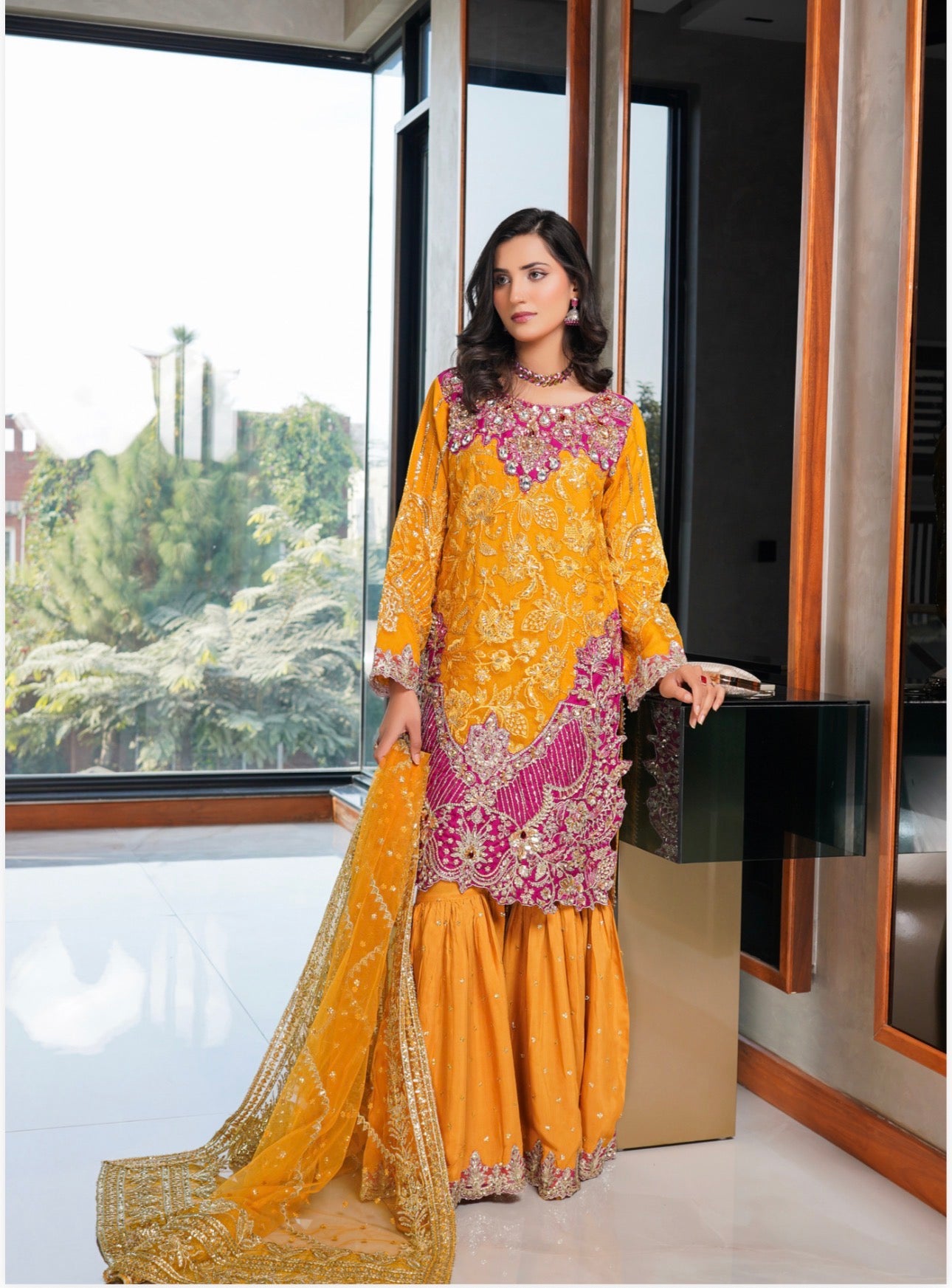 IMROZIAA Embroidered Gharara Suit | Pakistani Designer Wedding Dress