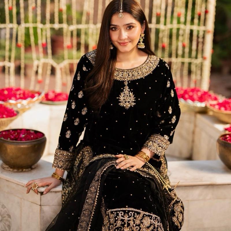 MAHVER…Luxury Embroidered VELVET Gharara suit