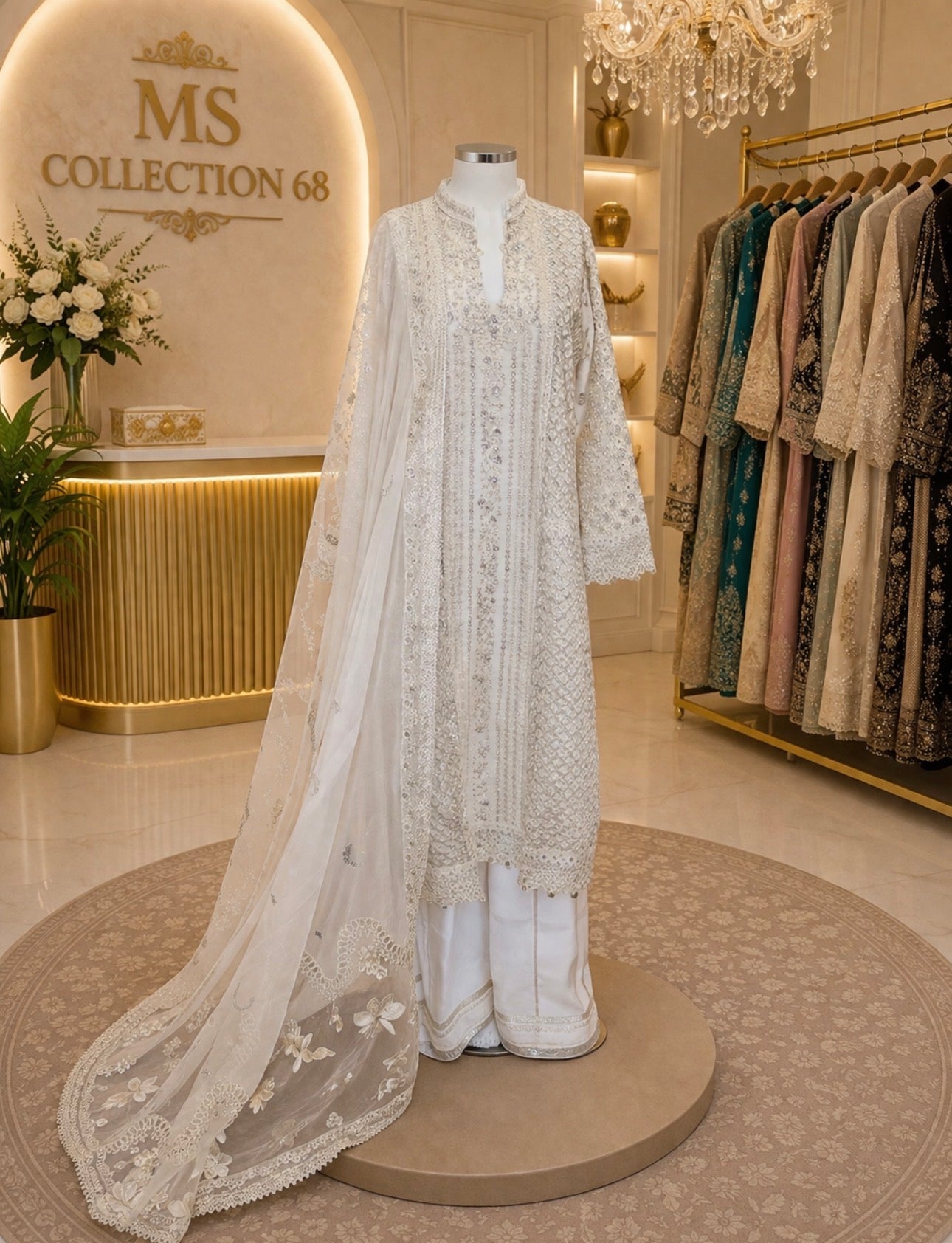 CHANDNI….. Embroidered soft organza Suit with embroidered chiffon Duppatta