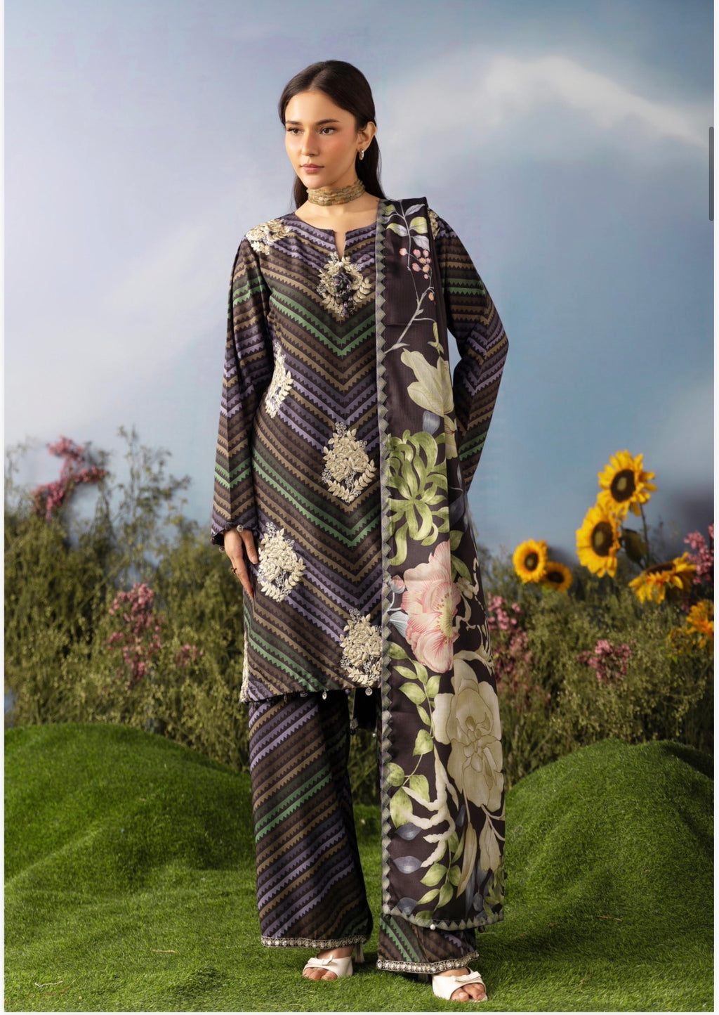 M Prints Luxury Embroidered 3 Piece Suit Collection