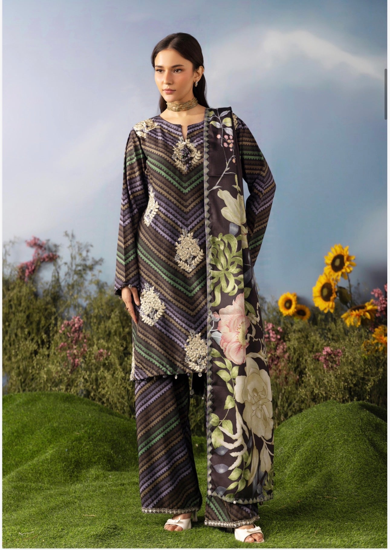 M Prints Luxury Embroidered 3 Piece Suit Collection