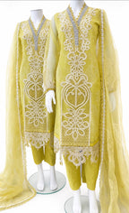 Lemon Luxe Luxury Embroidered Suit – 3 Piece Collection