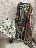 M Prints inspired Embroidered 3-Piece Suit | Pakistani Designer Dress