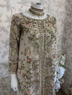 PEARLS -Pearl Champagne Hand-Embellished Luxury 3 pcs Suit