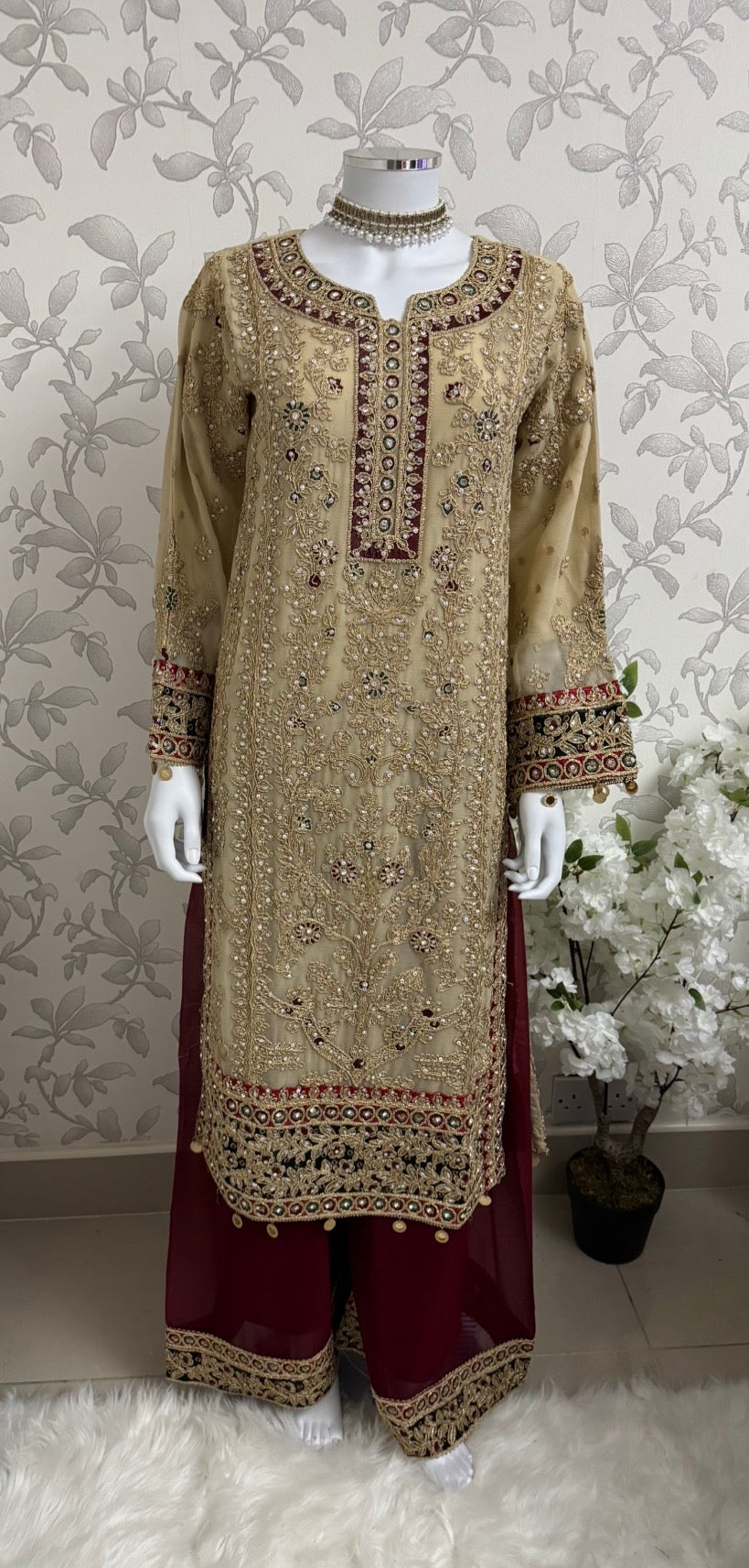 AYLAA Luxury Embroidered Chiffon Suit – 3 Piece Collection