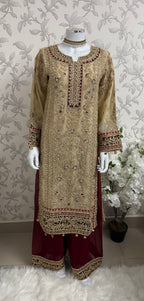 AYLAA Luxury Embroidered Chiffon Suit – 3 Piece Collection