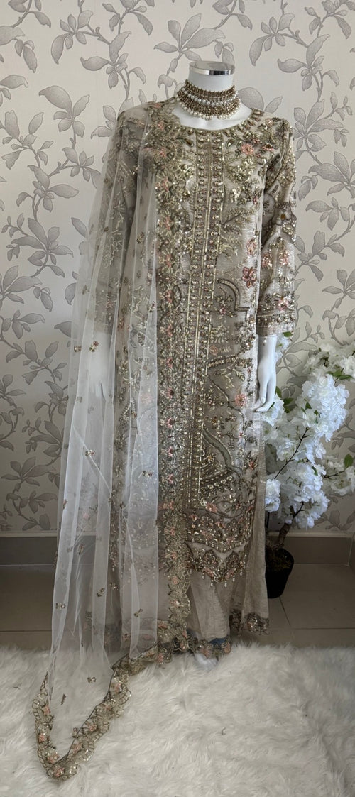 PEARLS -Pearl Champagne Hand-Embellished Luxury 3 pcs Suit