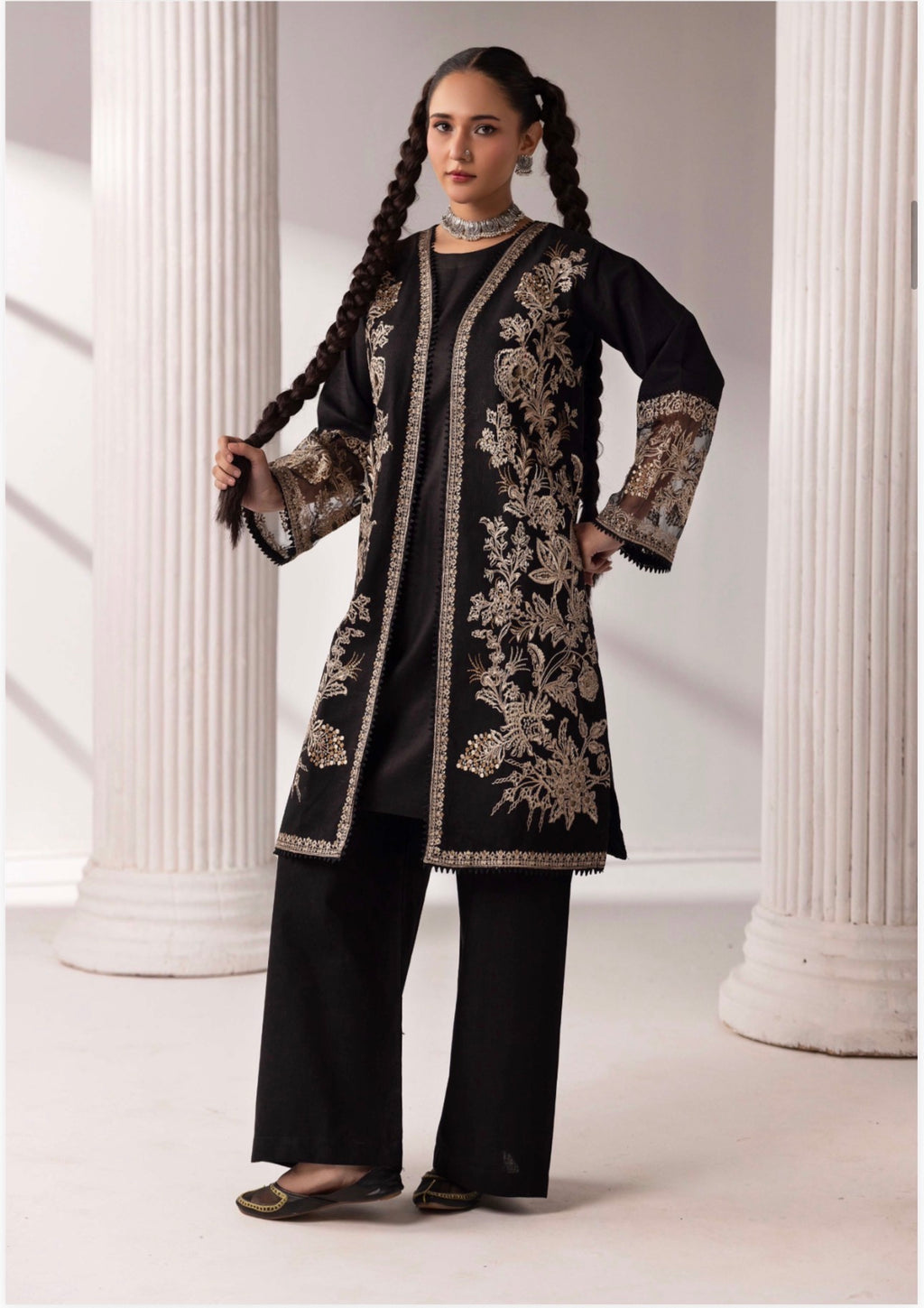 Khaddar Lux Premium Embroidered Suit – 4 Piece Collection