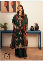 HUSN-E-EID Emerald green Embroidered -3 pieces Suit