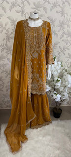 SAFFA Luxury Embroidered Chiffon Suit – 3 Piece Collection