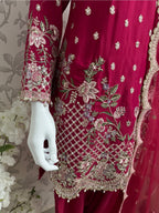 Fuchsia Pink Embroidered Pakistani 3 Piece Suit– Luxury Eid Festive Wear