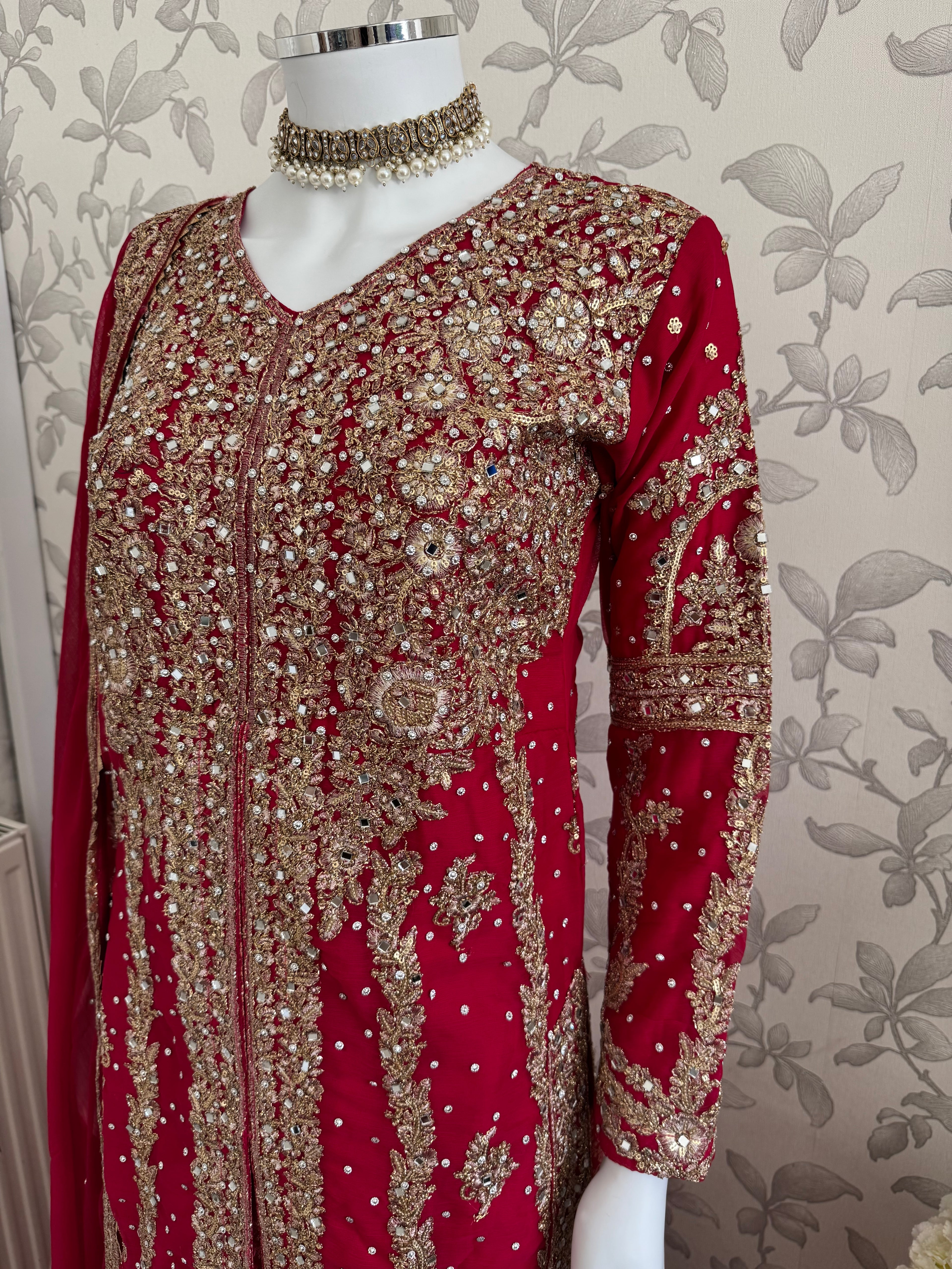 AFREEN Heavy Embroidered 3-piece Chiffon Suit | Pakistani Wedding Dress