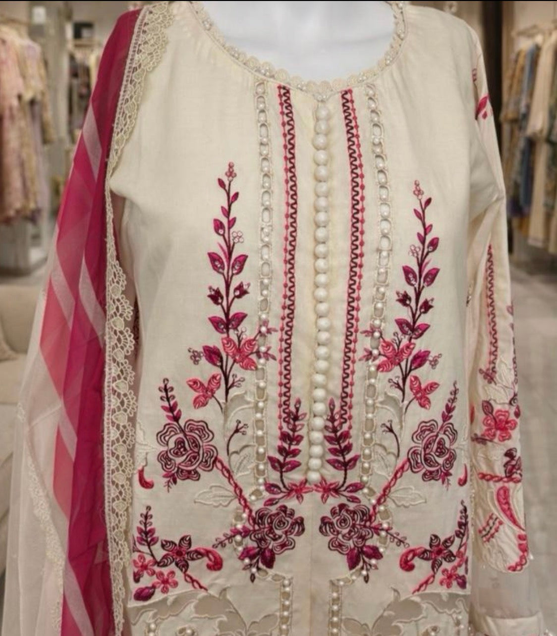 Rose Blossom Luxury Embroidered 3-Piece Suit