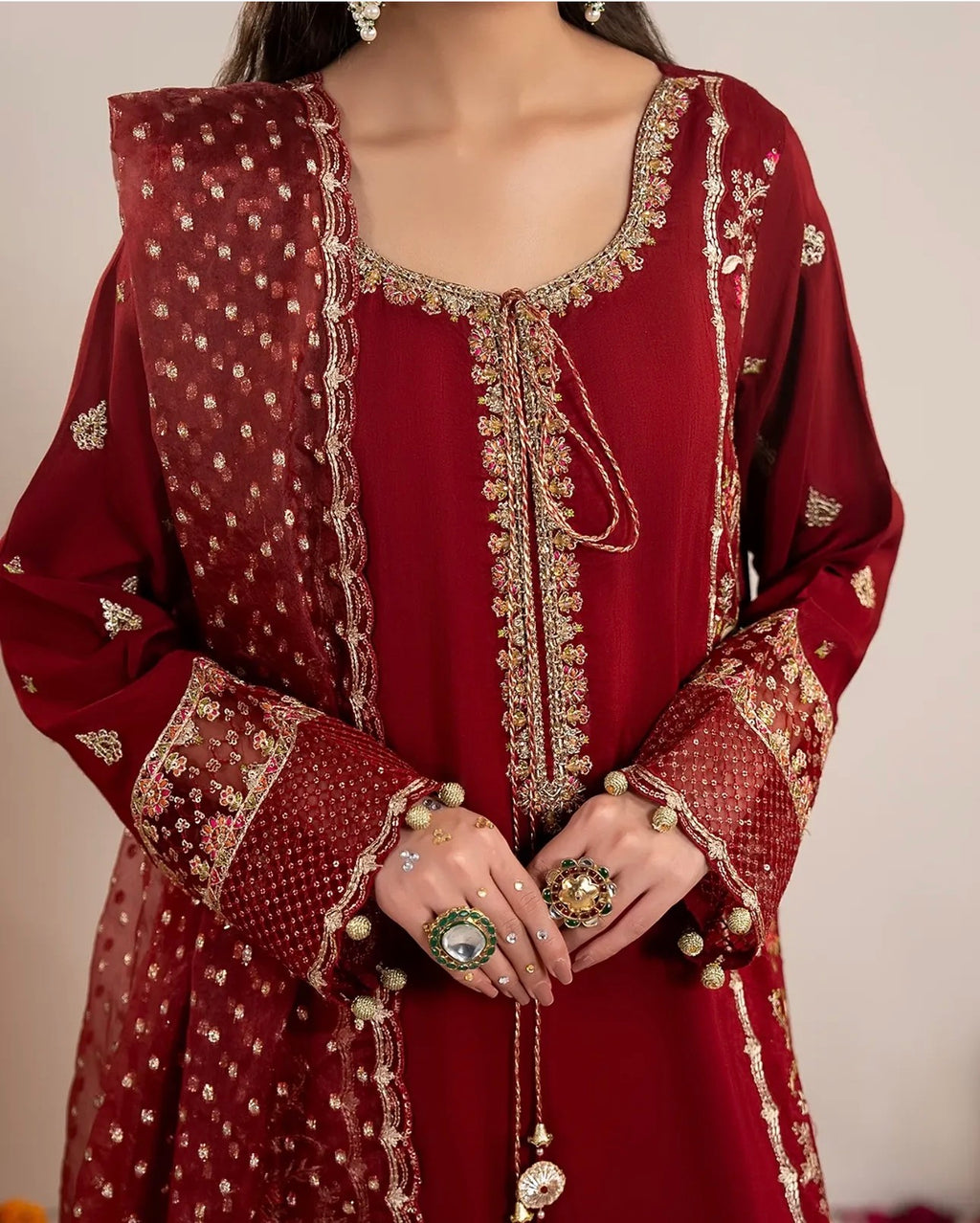 CHAAND RAAT Luxury Embroidered Raw Silk-3 piece suit