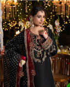 CHAAND RAAT Luxury Embroidered Raw Silk Suit – 3 Piece Collection