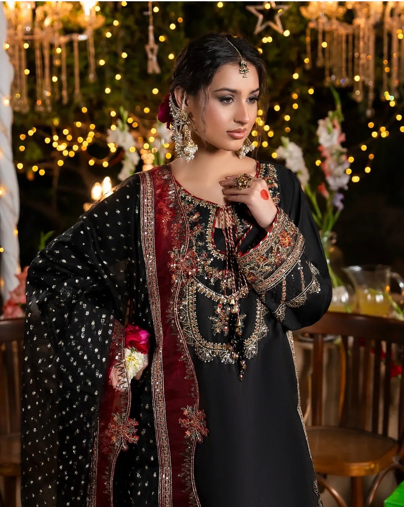 CHAAND RAAT Luxury Embroidered Raw Silk Suit – 3 Piece Collection