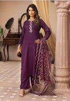 ALARA Luxury Embroidered Viscose with Soft Organza Dupatta-3 Piece suit