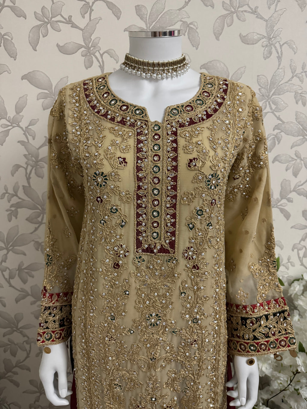 AYLAA Luxury Embroidered Chiffon Suit – 3 Piece Collection