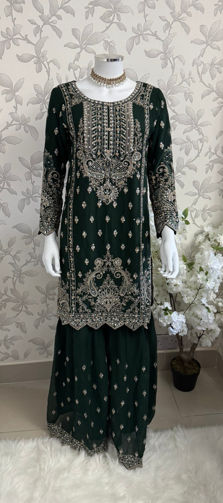 SAFFA Luxury Embroidered Chiffon Suit – 3 Piece Collection