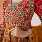 HASEENA heavy Embroidered Chiffon Maxi dress| Pakistani Mehndi, Mayon & Wedding Wear