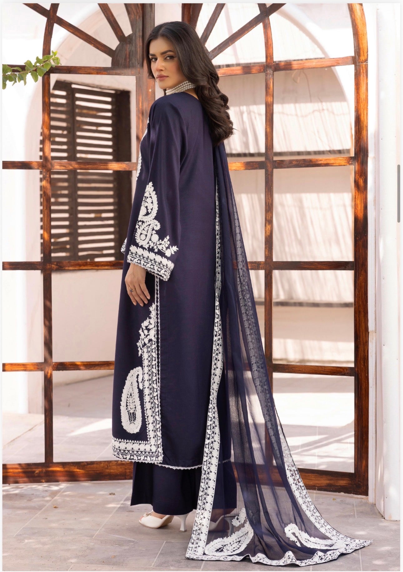 ALMILA Dhanak Embroidered Suit with Embroidered Chiffon Duppatta-3 Piece suit