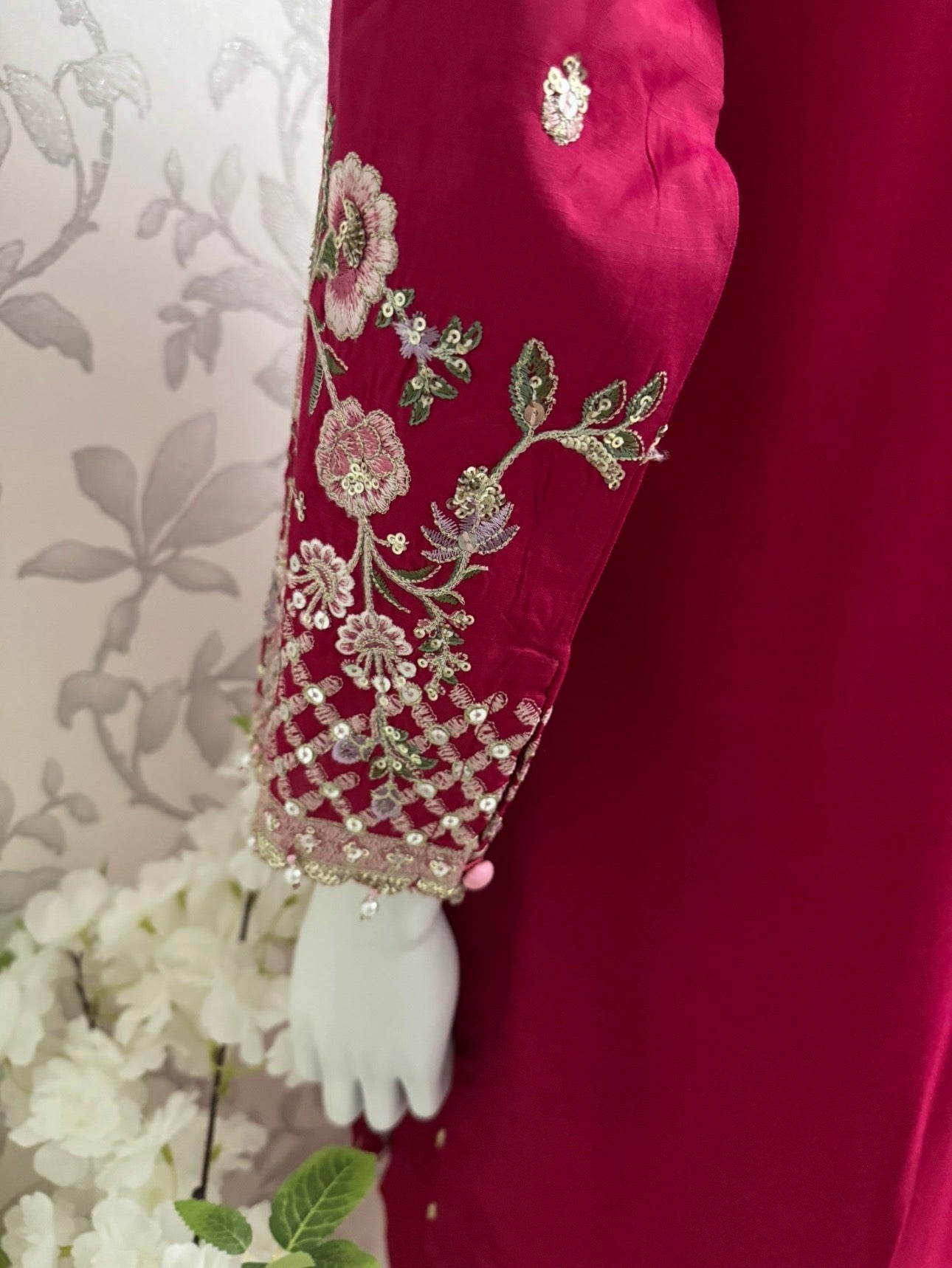 Fuchsia Pink Embroidered Pakistani 3 Piece Suit– Luxury Eid Festive Wear
