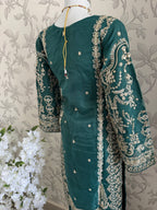 AFROZ Emerald Embroidered Organza Suit | Pakistani Wedding & Formal Dress
