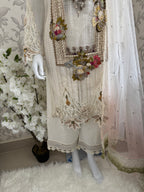 UJAALA….. Elegant White Embroidered Pakistani Suit with net Dupatta