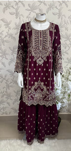SAFFA Luxury Embroidered Chiffon Suit – 3 Piece Collection