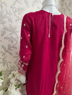Fuchsia Pink Embroidered Pakistani 3 Piece Suit– Luxury Eid Festive Wear