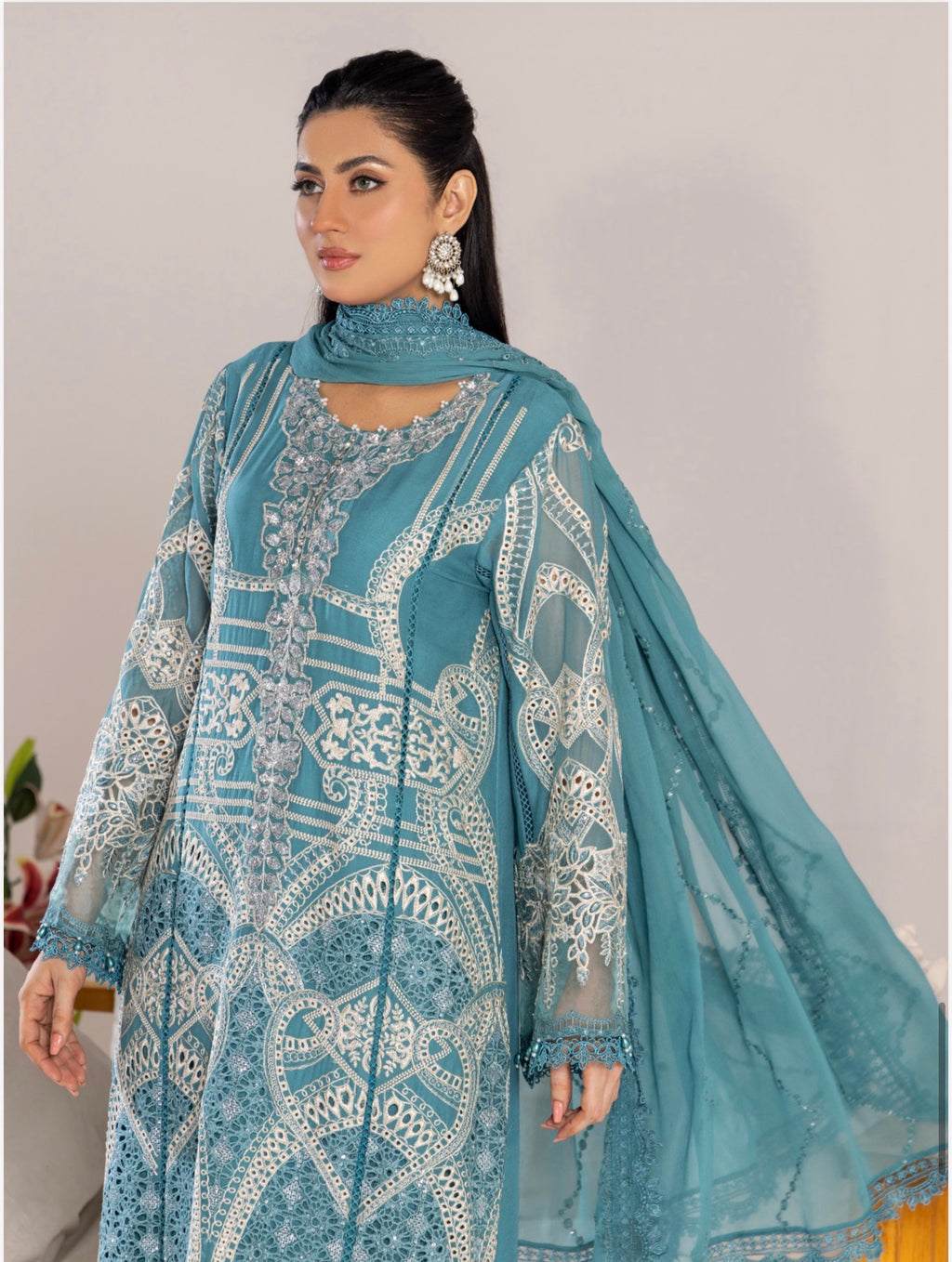 SONIYA Festive Embroidered 3 piece Chiffon Suit | Pakistani Designer Ready-to-Wear