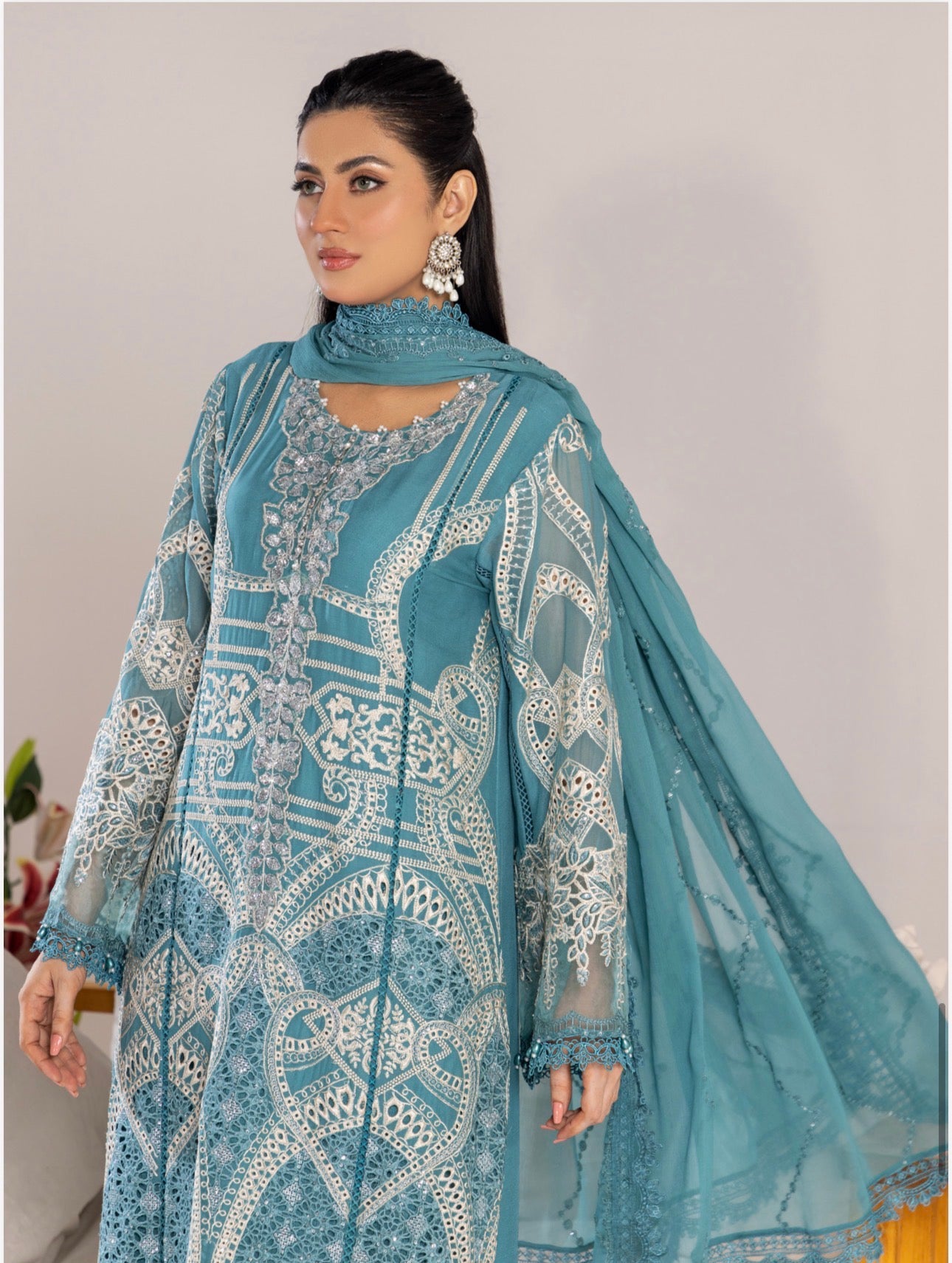 SONIYA Festive Embroidered 3 piece Chiffon Suit | Pakistani Designer Ready-to-Wear