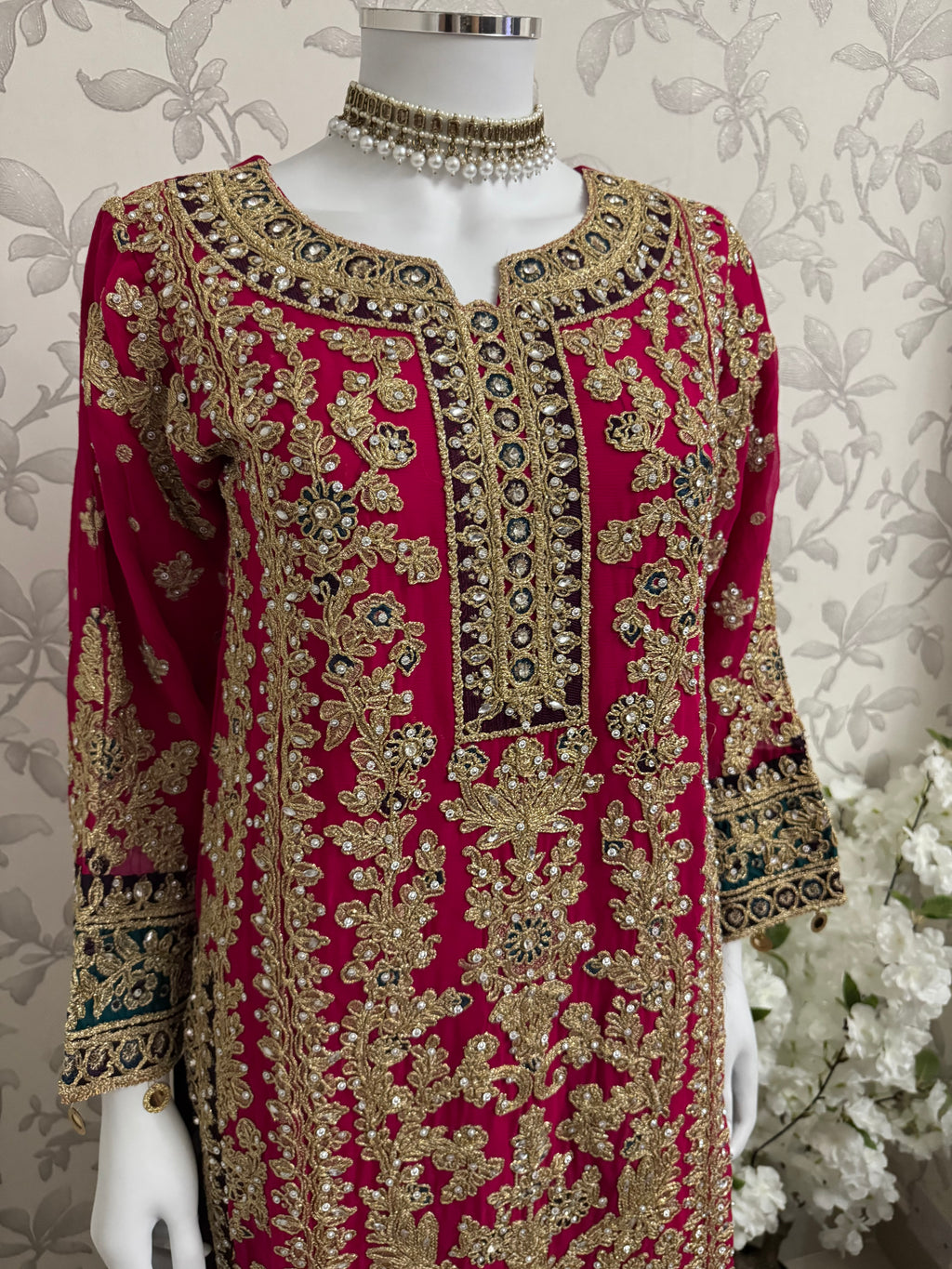 AYLAA Luxury Embroidered Chiffon Suit – 3 Piece Collection