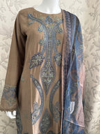 M Prints inspired Embroidered 3-Piece Suit | Pakistani Designer Dress