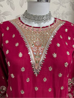 Fuchsia Pink Embroidered Pakistani 3 Piece Suit– Luxury Eid Festive Wear