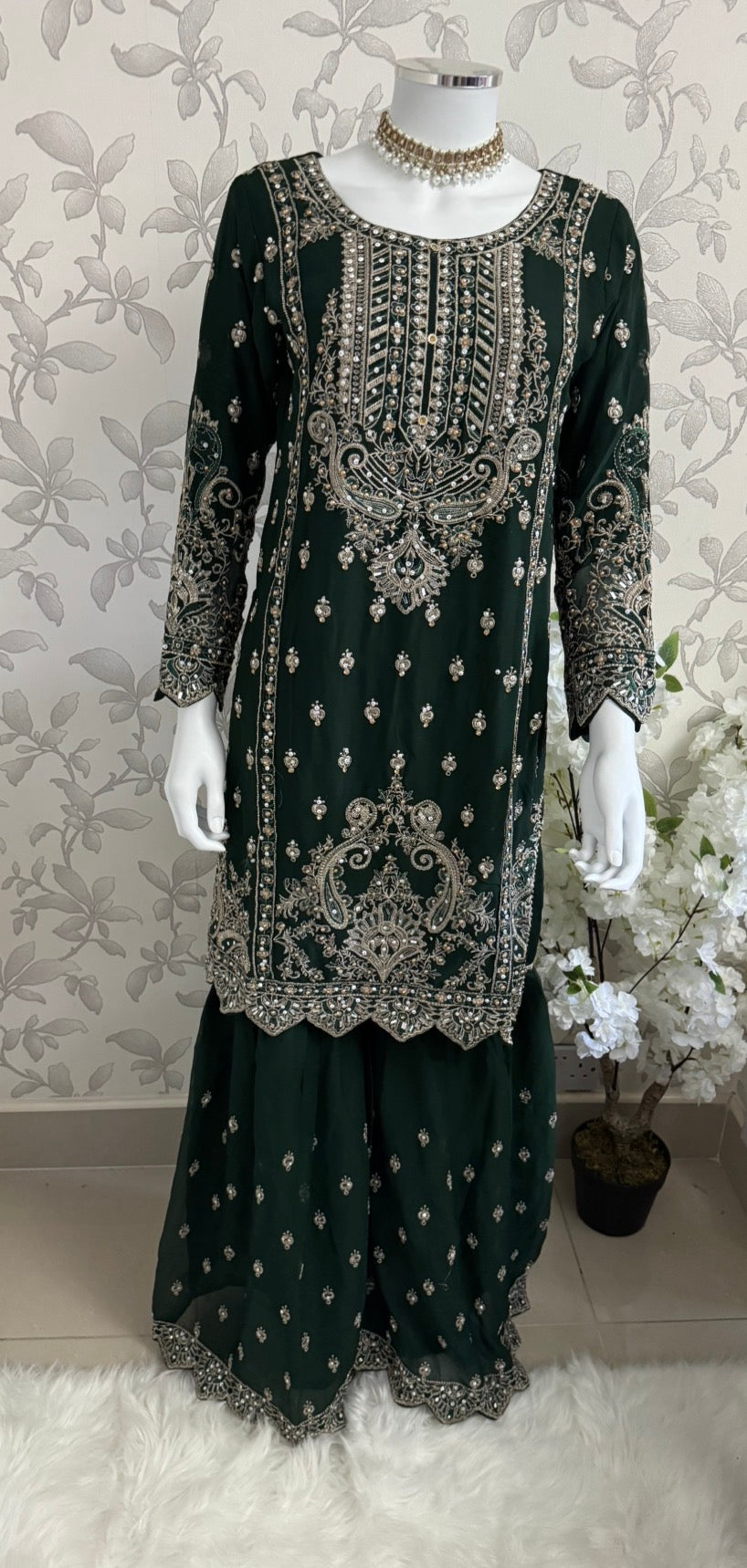 SAFFA Luxury Embroidered Chiffon Suit – 3 Piece Collection