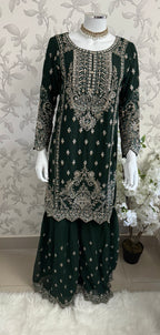 SAFFA Luxury Embroidered Chiffon Suit – 3 Piece Collection