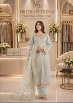 NUREH……heavy embroidered soft organza suit