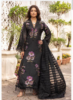 Black Floral Embroidered Pakistani 3 Piece Suit – Luxury silk Collection