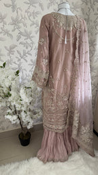SERENE Blush Pink Embroidered Sharara Suit | Pakistani Designer Wedding Dress