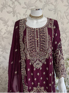 SAFFA Luxury Embroidered Chiffon Suit – 3 Piece Collection