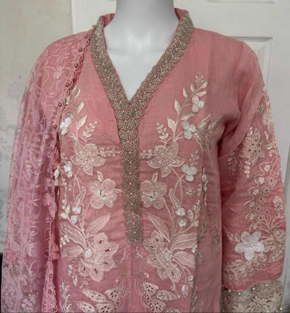 Rose Quartz Luxury Embroidered Suit – 3 Piece Collection