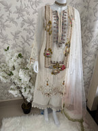 UJAALA….. Elegant White Embroidered Pakistani Suit with net Dupatta