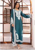 ALMILA Dhanak Embroidered Suit with Embroidered Chiffon Duppatta-3 Piece suit