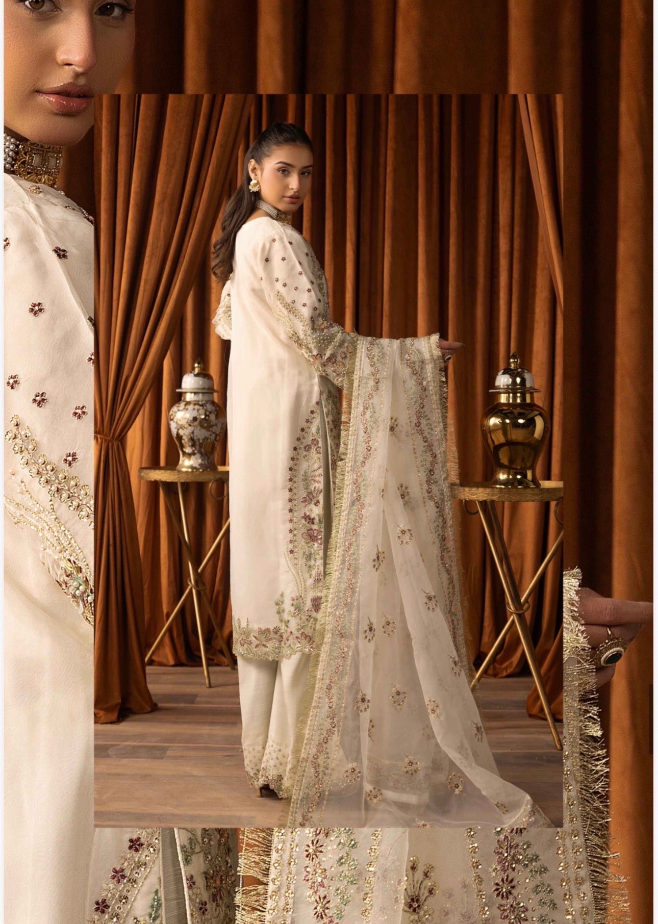 SANGEET Embroidered 3 piece Wedding Suit | Pakistani Mehndi, Mayon & Wedding Wear