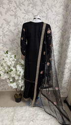 Black Embroidered Pakistani 3 Piece Suit – Luxury Eid Festive Wear