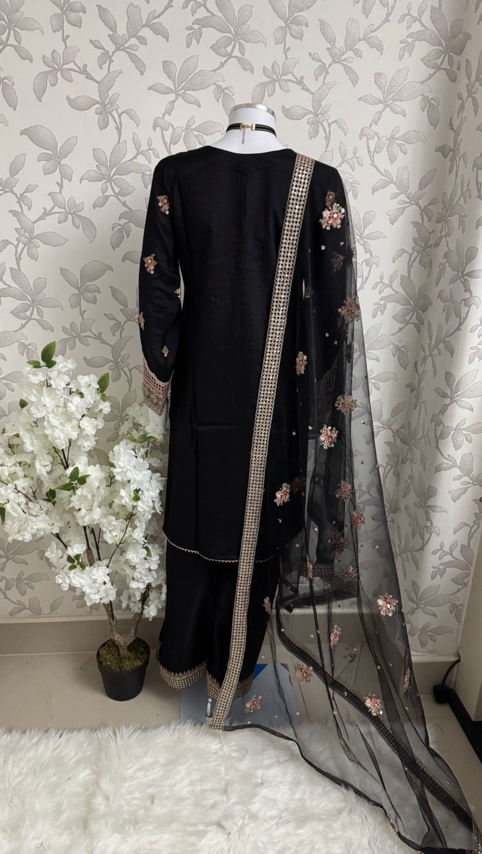 Black Embroidered Pakistani 3 Piece Suit – Luxury Eid Festive Wear