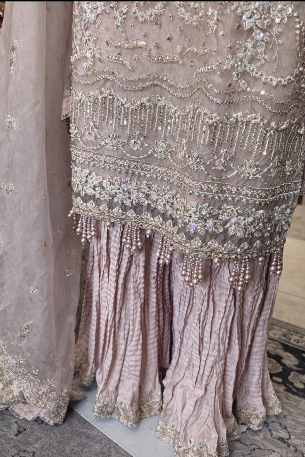SERENE Blush Pink Embroidered Sharara Suit | Pakistani Designer Wedding Dress